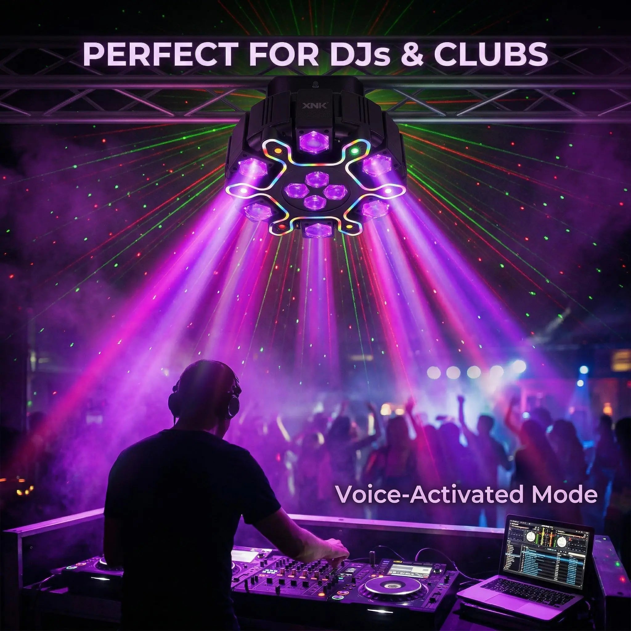 3D RGB Rotating Beam Light | Music Sync Party Lamp