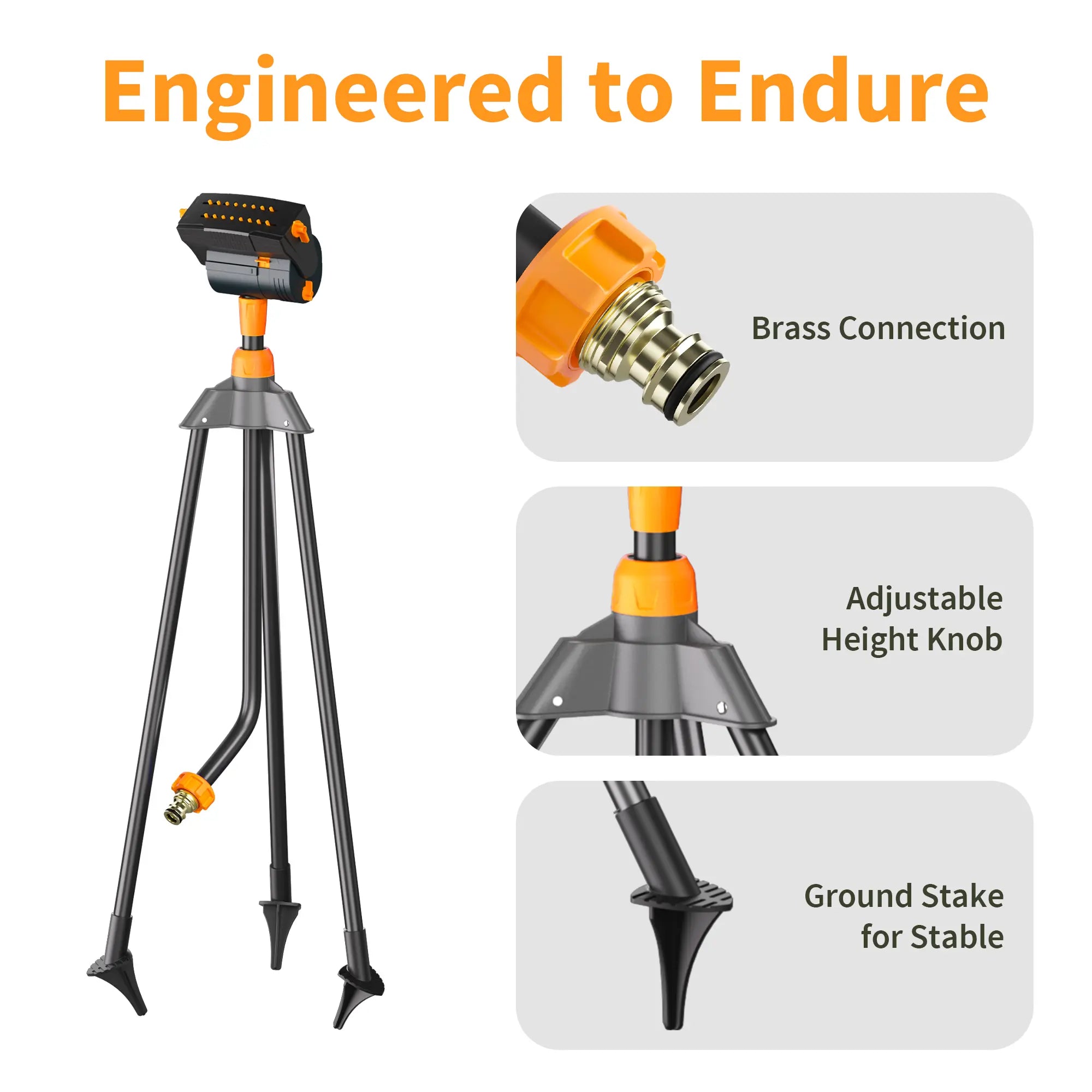 Automatic Garden Sprinkler System  Heavy-Duty Base • Adjustable Spray Width, Range & Flow