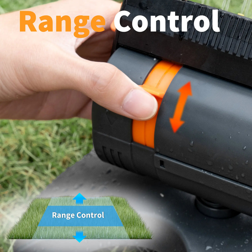 Automatic Garden Sprinkler System  Heavy-Duty Base • Adjustable Spray Width, Range & Flow