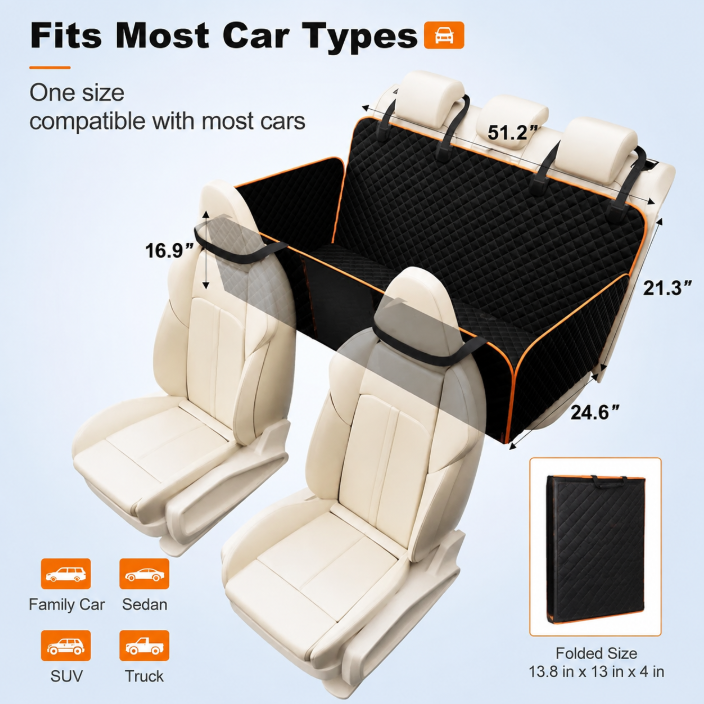 RoveNest™ Dog Car Bed Their Cozy Space. Wherever You Go.