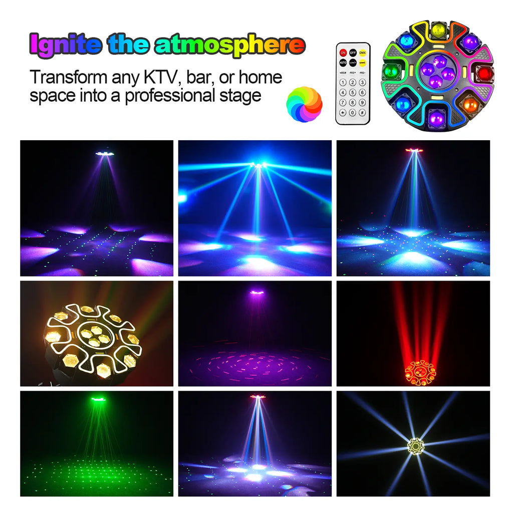 3D RGB Rotating Beam Light | Music Sync Party Lamp