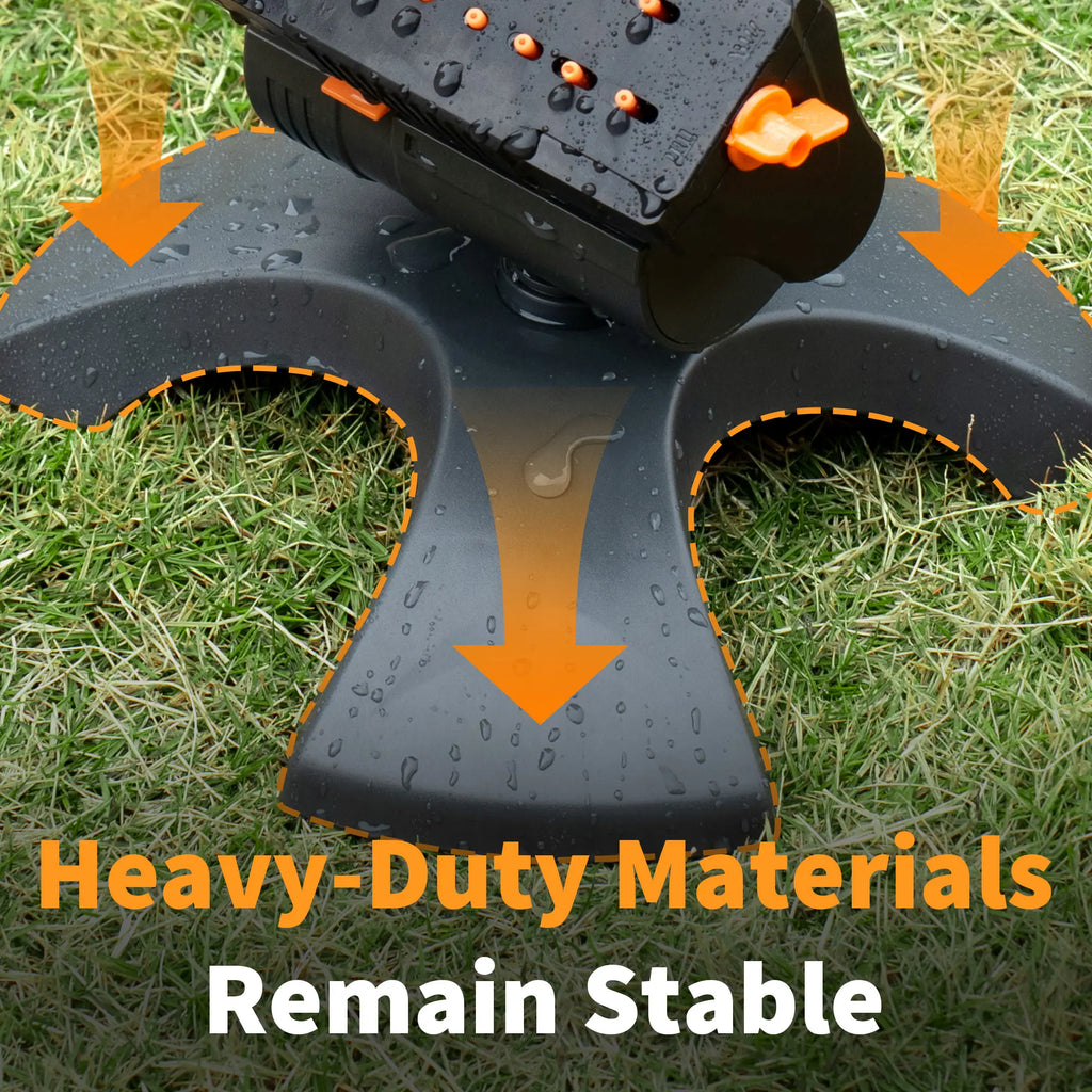 Automatic Garden Sprinkler System  Heavy-Duty Base • Adjustable Spray Width, Range & Flow