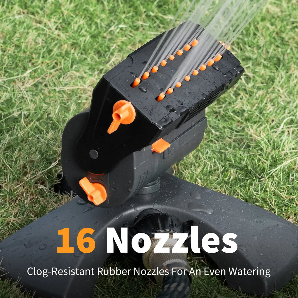 Automatic Garden Sprinkler System  Heavy-Duty Base • Adjustable Spray Width, Range & Flow