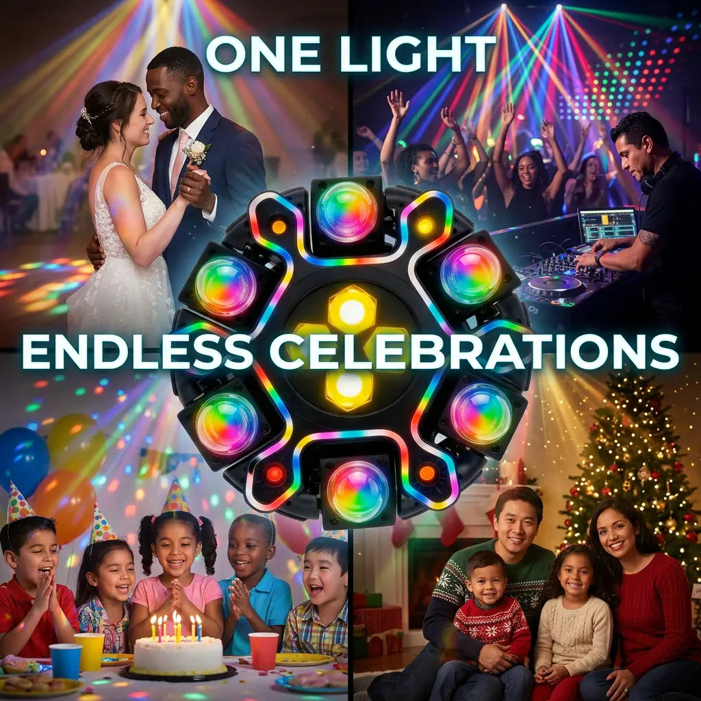 3D RGB Rotating Beam Light | Music Sync Party Lamp